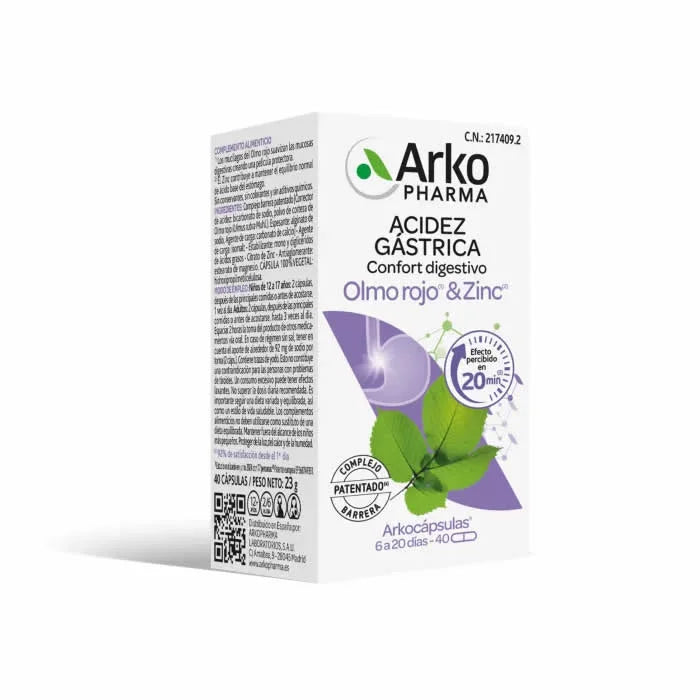 Arkopharma Gastric Acidity Digestive Comfort Slippery Elm & Zinc 40 Capsules