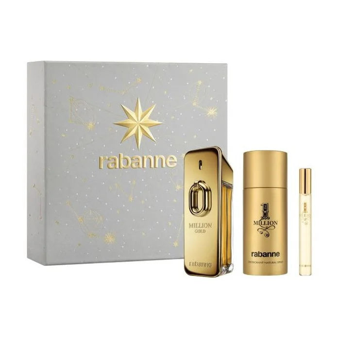 Rabanne Million Gold Eau de Parfum Intense Spray 100ml Set 3 Pieces